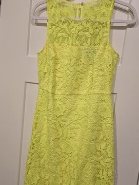 J. Crew Neon Yellow Lace Mini Dress